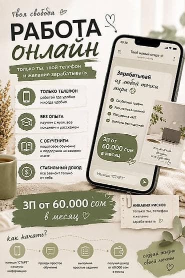 Онлайн-работа с телефона Возможность зарабатывать из любой точки at lalafo.kg Онлайн-работа с телефона Возможность зарабатывать из любой точки