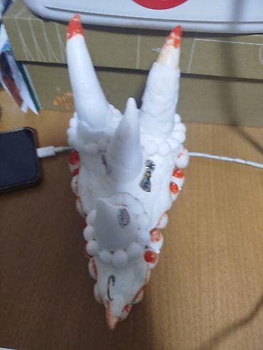 Шейшеп, жууркандар: Ручная декоративная шкатулка-статуэтка «Зубастый монстр» - Материал — 1