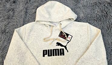 спортивное оборудование: Новая, с этикеткой толстовка с капюшоном PUMA, светло‑серая. Размеры — 2