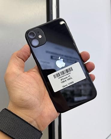 IPhone 11, Б/у, 128 ГБ, Черный, Защитное стекло, Чехол, 100 %