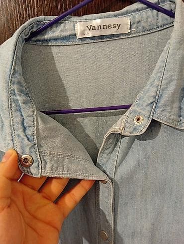 Женская обувь: Джинсовое платье-рубашка Vannesy - Цвет: светло-голубой деним - — 2