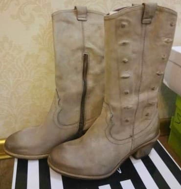сапоги из натурального меха и кожи: Серо-коричневые полусапожки. Очень красивые. Можно и с юбкой и с — 1