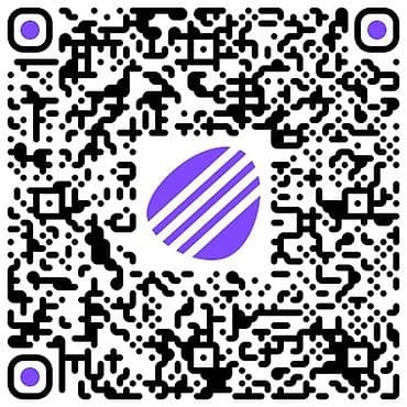Упаковочно-фасовочные аппараты: QR‑код с фирменным дизайном (черно‑белая матрица с фиолетовыми — 1