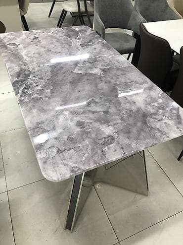 Кухонные столы: Обеденный стол «Silver Marble» — Роскошь и Стиль Размер 140х80см — 1
