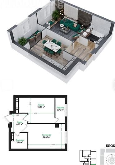 2026: 1 комната, 40 м², Элитка, 9 этаж — 1