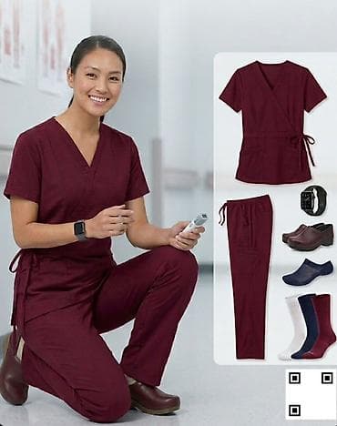 кожа брюки: Женский медицинский комплект (топ + брюки), цвет — 8