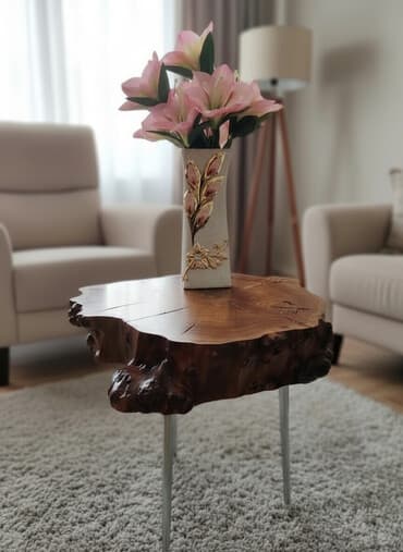 мебель для дома б у: Журнальный столик из цельного массива среза капового дерева. - — 1