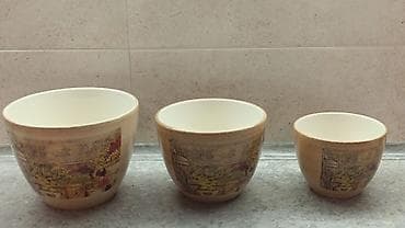 декор цветы: Набор керамических кашпо для цветов, 3 штуки. производство — 5