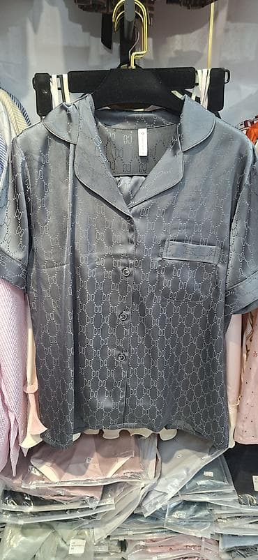 armani code: Женские пижамные рубашки из атласной ткани - Материал: гладкий сатин — 2