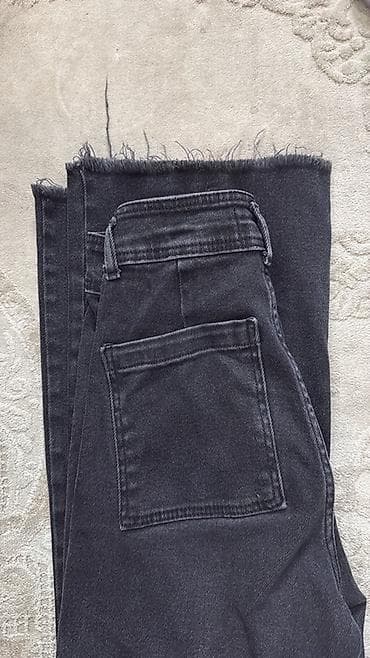 джинсы jeans: Джинсы, Палаццо, Высокая талия, С бахромой, XS — 2