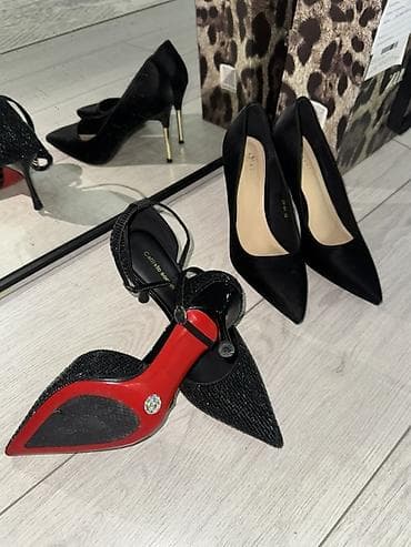 вечерние туфли: Женские туфли на шпильке — 2 пары 1) Черные лодочки - Материал — 2