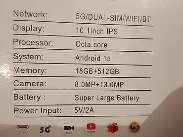 blackview tab: Планшет, Другой бренд, память 512 ГБ, 5G, Б/у, Классический цвет - Голубой — 7