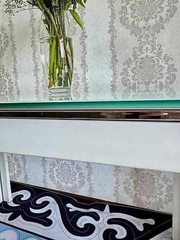 стеклянная кухонная мебель: Кухонный стол, Прямоугольный, Нераскладной — 3