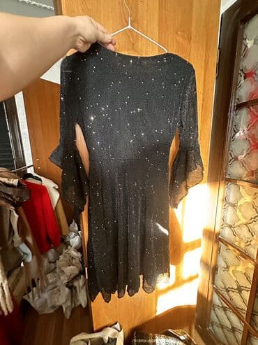 вечернее платье больших размеров: Вечернее платье, А-силуэт, Короткая модель, Вискоза, С рукавами, С пайетками, XS, S — 2