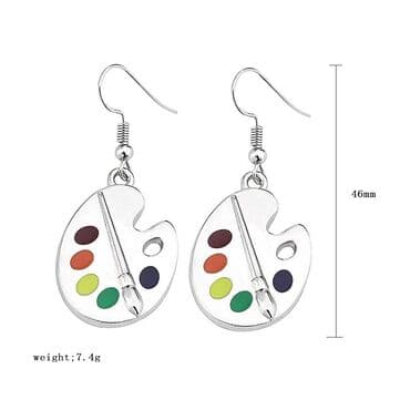 набор юного художника: Яркие серьги Подвески в форме палитры художника с миниатюрной — 2