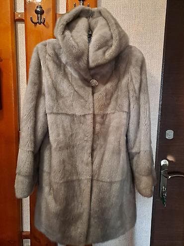 Шуба из серебристой норки Италия с капюшоном размер 50-52,цена 35000 — 1