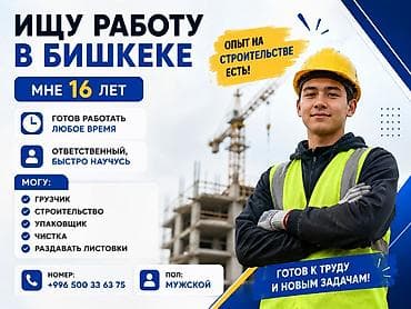 требуется помощник: Услуги помощника в Бишкеке - Возраст: 16 лет - Пол: мужской - Опыт — 1