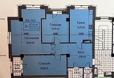 комната чон сары ой: 3 комнаты, 112 м², Элитка, 6 этаж, Евроремонт — 5