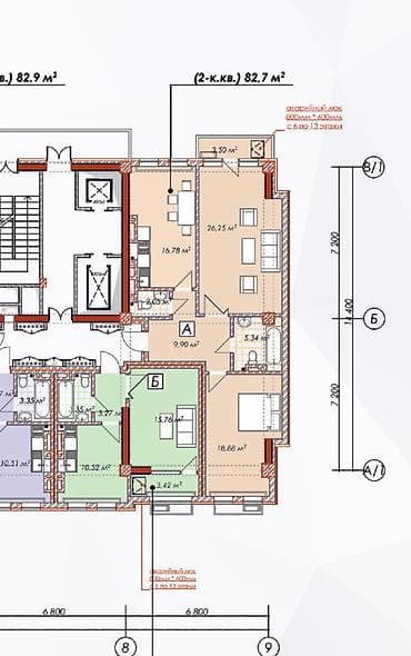 белгравия: 3 комнаты, 83 м², Асанбай мкр Элитка, 9 этаж, ПСО (под самоотделку) — 3