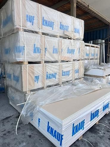 Гипсокартонные листы Knauf стандартного размера, упакованные в паллеты at lalafo.kg Гипсокартонные листы Knauf стандартного размера, упакованные в паллеты