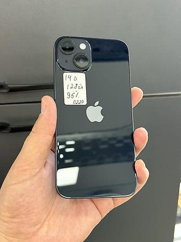 IPhone 14, Б/у, 128 ГБ, Midnight, Защитное стекло, Чехол, 95 %