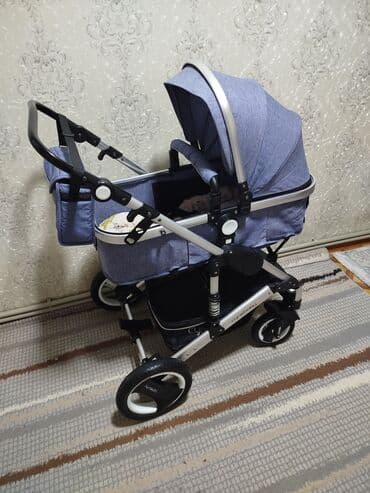 комбинезон hm детский зимний: Коляска, цвет - Голубой, Б/у — 4