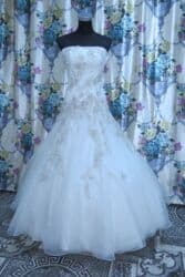 брендовая куртка: Свадебное платье, Mori Lee, С корсетом, Со шлейфом, Атлас, США, Пайетки, Кружево, Стразы, Б/у — 6