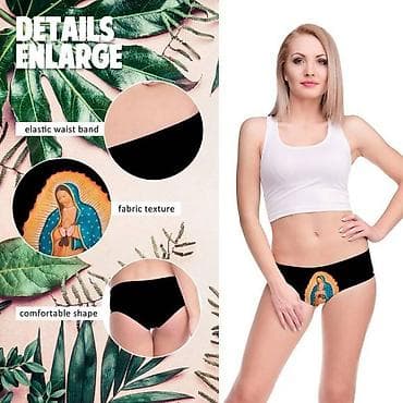 Трусы плавки, размер М, с интересным принтом Девы Марии для женщин