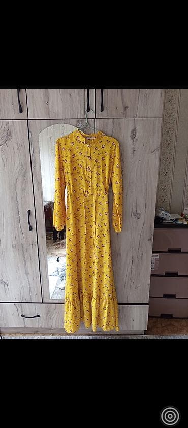 желе: Яркое женское платье макси - Цвет: насыщенный жёлтый - Принт: мелкие — 1