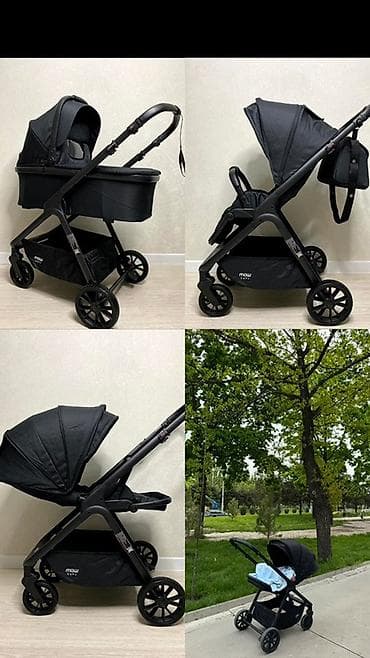 мама дочка: Детская коляска 2-в-1 (люлька + прогулочный блок), цвет черный — 1