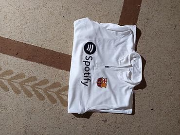 Толстовкалар: Толстовка-тренировочная кофта FC Barcelona, белая. - Дизайн: эмблема — 3