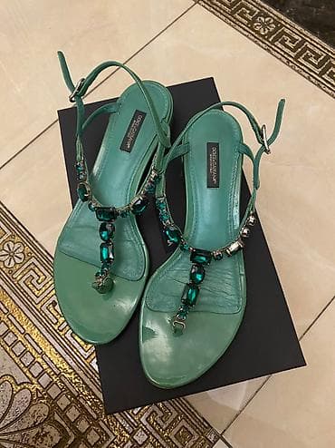v beach: Босоножки, 38, Dolce & Gabbana, Б/у, цвет - Зеленый, Самовывоз — 2