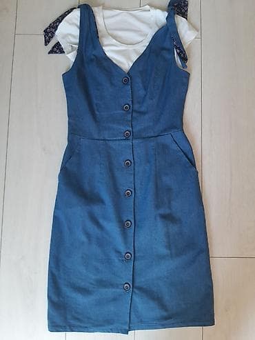 Сарафан хб с футболкой,в джинсовом цвете.Размер 42-44. Цена 500 с