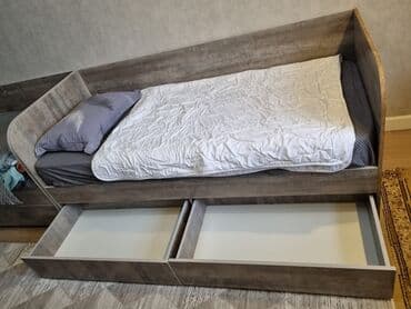 двухъярусная кровать диван: Детская односпальная кровать, Б/у, Для мальчика, С матрасом, ДСП, Самовывоз — 5