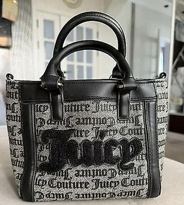 Аксессуарлар: Сумка-тоут Juicy Couture, компактный формат. - Дизайн: монограммный — 1