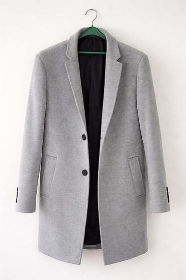 серые брюки мужские: Серое мужское пальто полуприлегающего кроя. - Классический силуэт до — 1