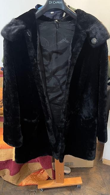 полушубок: Шуба, По колено, Made in KG, С капюшоном, 3XL — 1