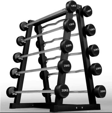 набор фишек для покера: НАБОР ОБРЕЗИНЕННЫХ ШТАНГ 5шт с прямым грифом 10кг, 15кг, 20кг — 1