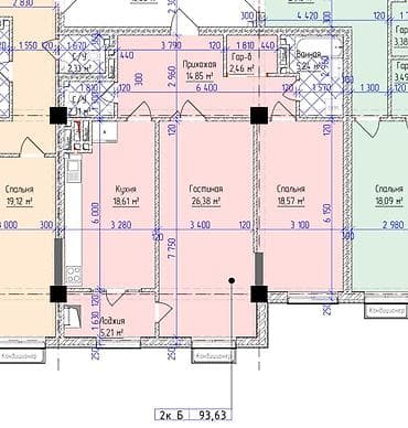Продажа квартир: 2 комнаты, 94 м², Элитка, 6 этаж, Готовая ПСО (под самоотделку) — 3