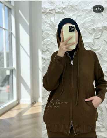 кофточка: Вязаный женский комплект с капюшоном - Состав: мягкий трикотаж (вязка — 1