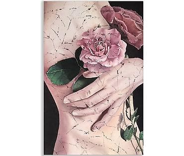 Часы для дома: Девушка с розами. Оригинальная современная картина в интерьер — 1