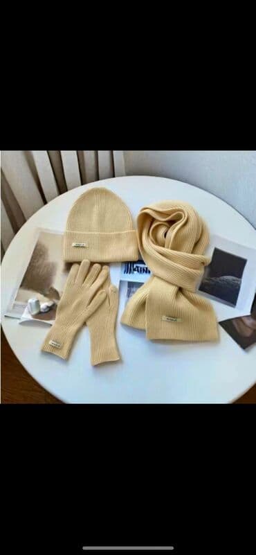 шапка шарф с ушками бишкек: Перчатки, варежки, Женские, Новый, цвет - Бежевый — 3