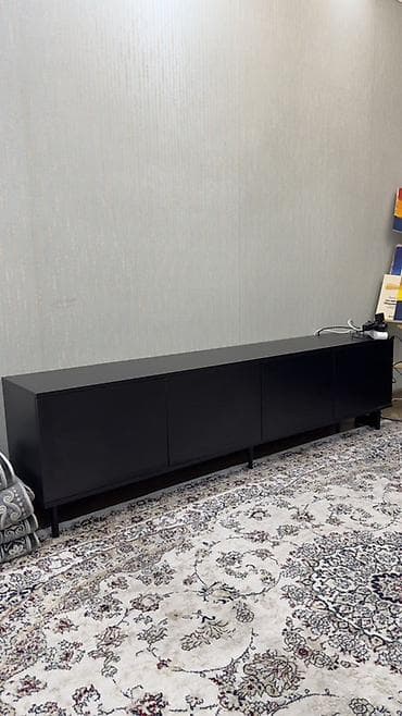 Тумба и подставка для телевизора, Напольная, ЛДСП, цвет - Черный