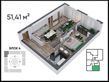 купит дом: 2 комнаты, 51 м², Элитка, 5 этаж, Готовая ПСО (под самоотделку) — 5
