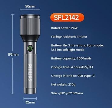 socket 2011: Фонарик Philips SFL2142, перезаряжаемый - Мощность: 24 Вт - — 4