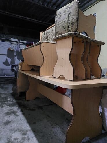 Кухонный мягкий уголок, Б/у, МДФ, цвет - Бежевый