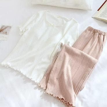 женские пижамы для сна: Пижама, Хлопок, Китай, В полоску, На пуговицах, S, M, L — 3