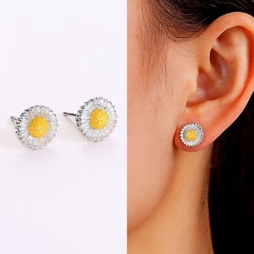 Серьги-гвоздики НС в форме ромашек — нежное и изящное украшение