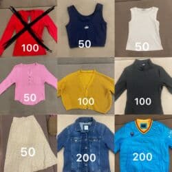 Женская одежда от 50-200 сом—На первом коллаже указаны цены на каждую