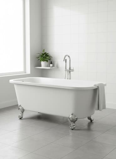 аквариум круглый: Белая прямоугольная ванна, акриловый комплект ножками идеально — 1